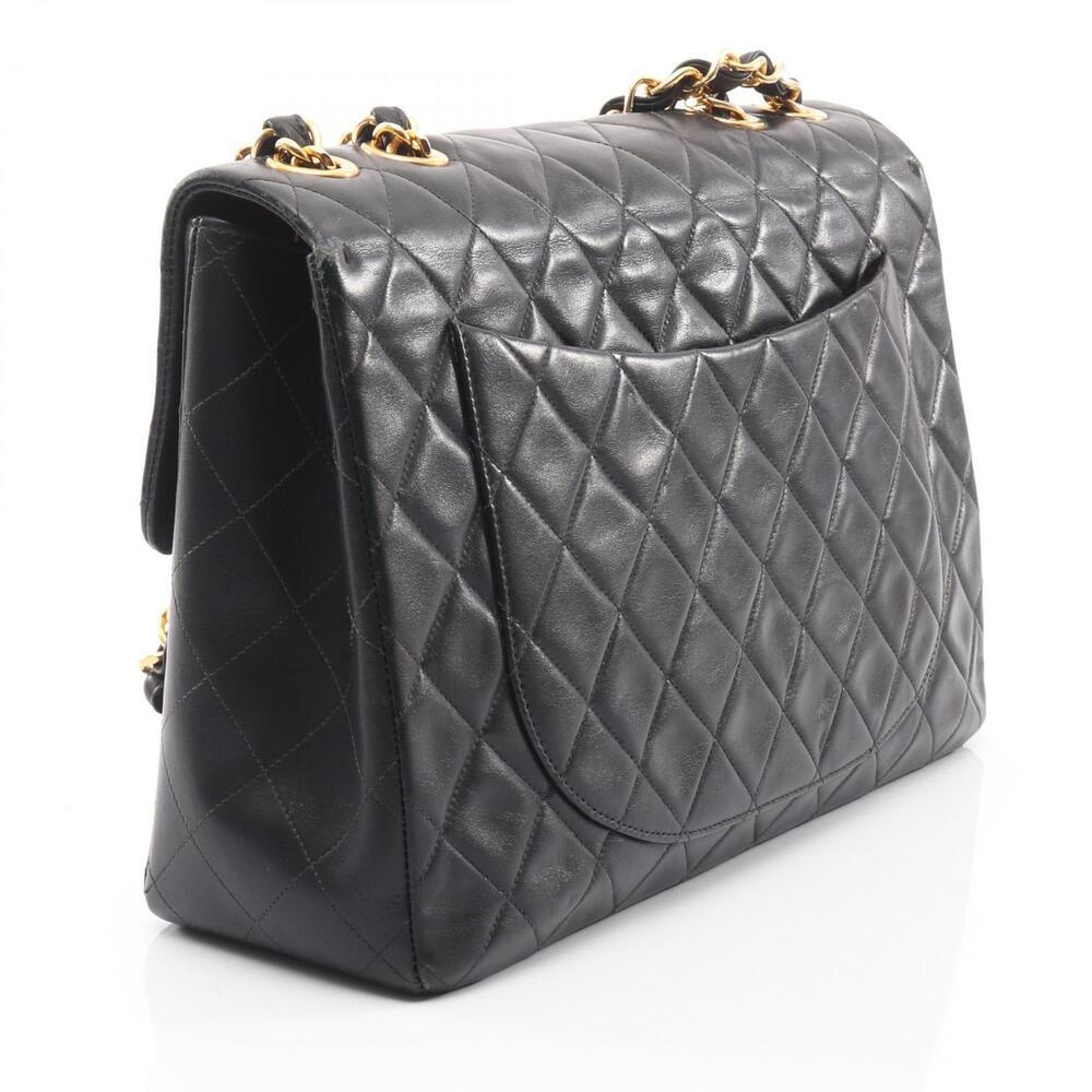 Chanel Matelasse Bag Sheepskin Shoulder Black Lambskin Black